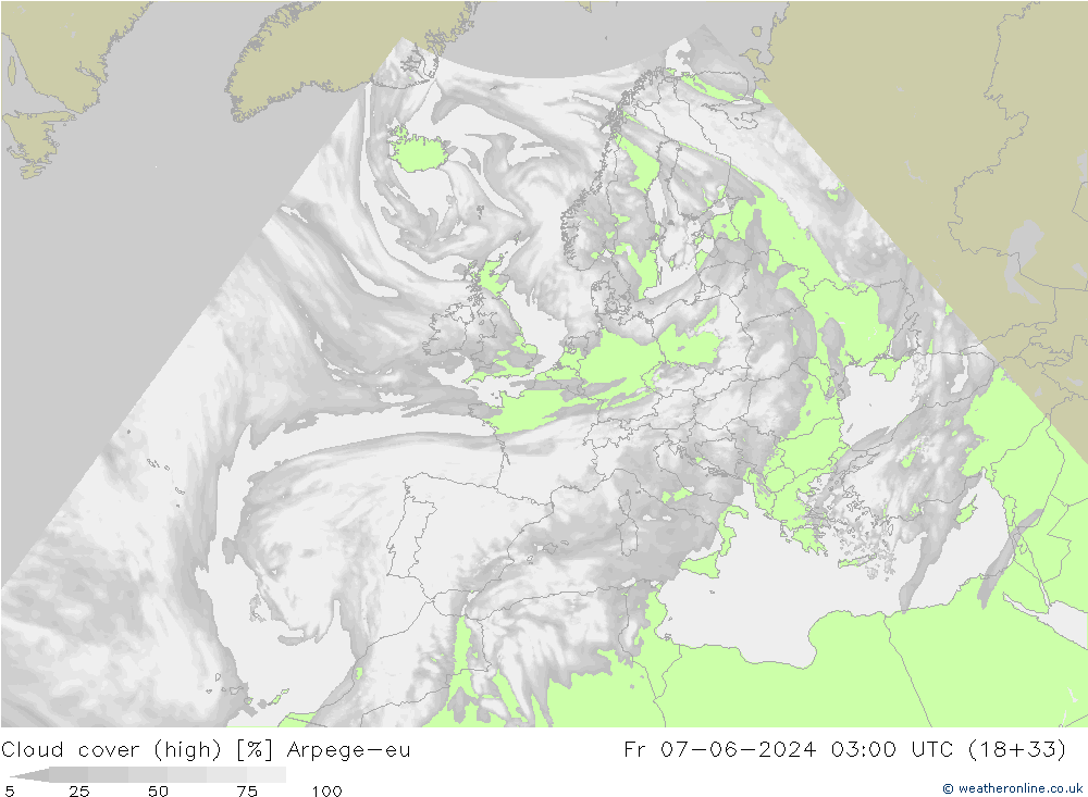 Cloud cover (high) Arpege-eu Fr 07.06.2024 03 UTC