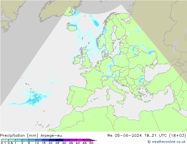 Precipitation Arpege-eu We 05.06.2024 21 UTC