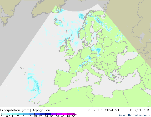 Srážky Arpege-eu Pá 07.06.2024 00 UTC
