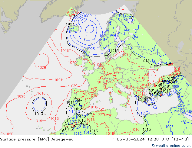 pressão do solo Arpege-eu Qui 06.06.2024 12 UTC