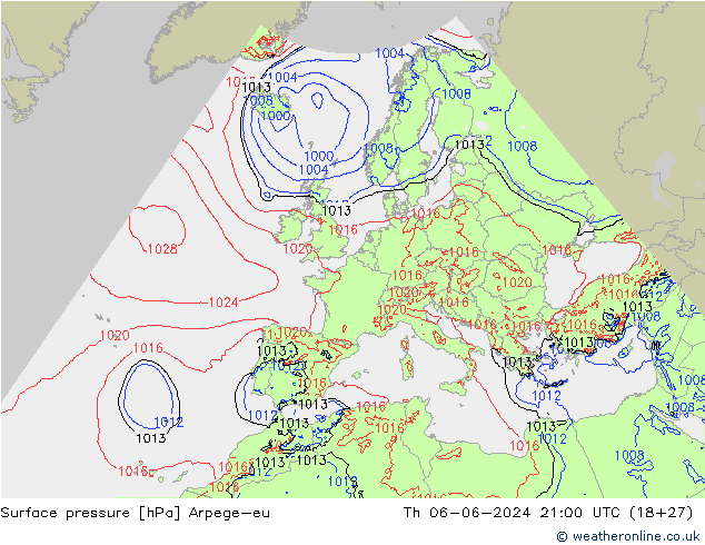 pressão do solo Arpege-eu Qui 06.06.2024 21 UTC