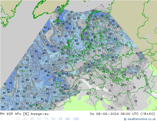 925 hPa Nispi Nem Arpege-eu Cts 08.06.2024 06 UTC