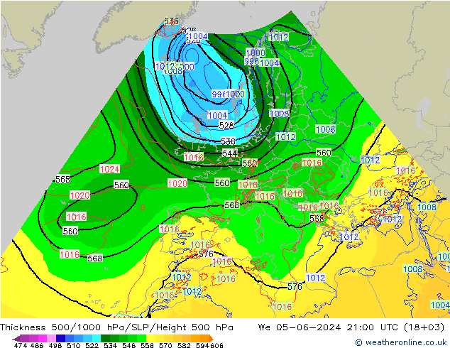 Thck 500-1000hPa Arpege-eu We 05.06.2024 21 UTC