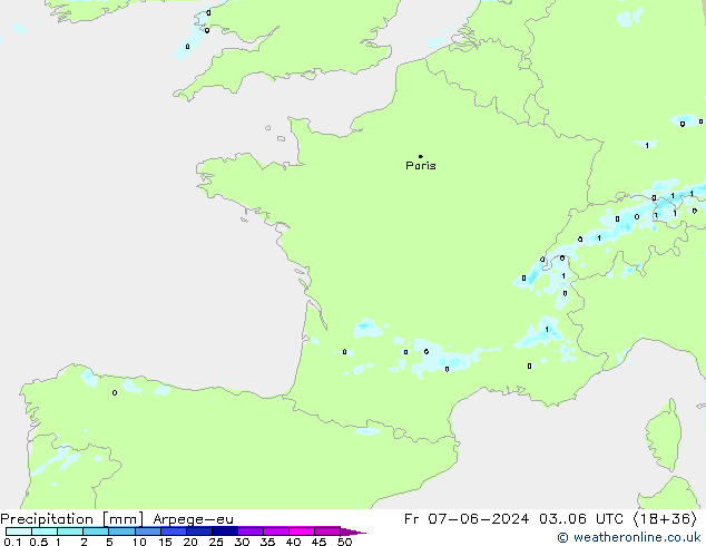 Precipitation Arpege-eu Fr 07.06.2024 06 UTC
