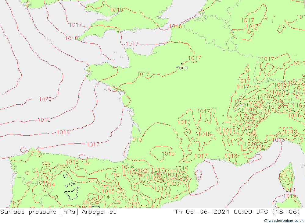 Luchtdruk (Grond) Arpege-eu do 06.06.2024 00 UTC