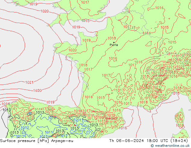 ciśnienie Arpege-eu czw. 06.06.2024 18 UTC