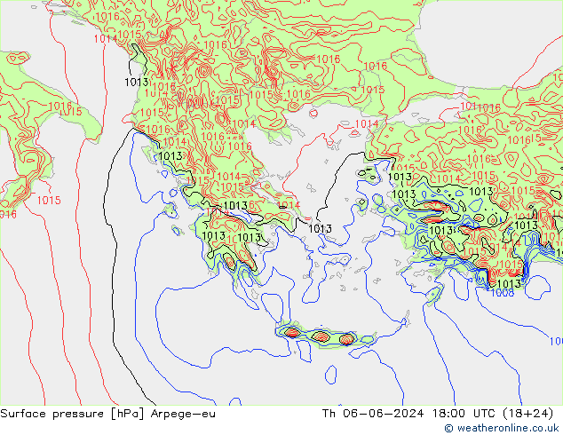 Luchtdruk (Grond) Arpege-eu do 06.06.2024 18 UTC