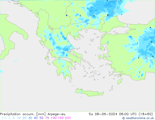 Precipitation accum. Arpege-eu so. 08.06.2024 06 UTC