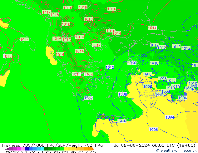 Thck 700-1000 hPa Arpege-eu sab 08.06.2024 06 UTC