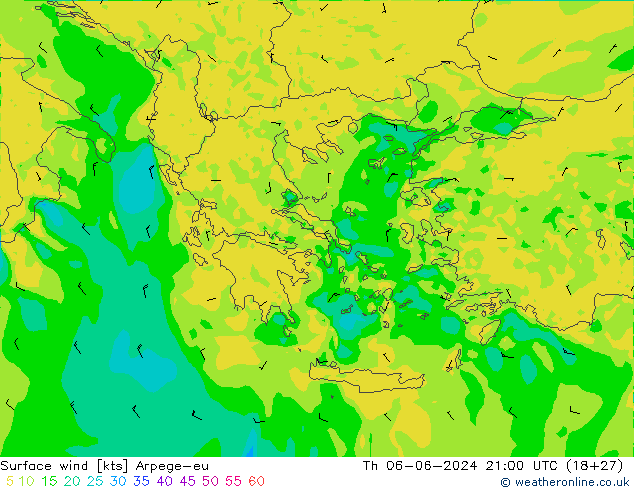 ветер 10 m Arpege-eu чт 06.06.2024 21 UTC