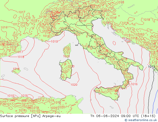 Yer basıncı Arpege-eu Per 06.06.2024 09 UTC