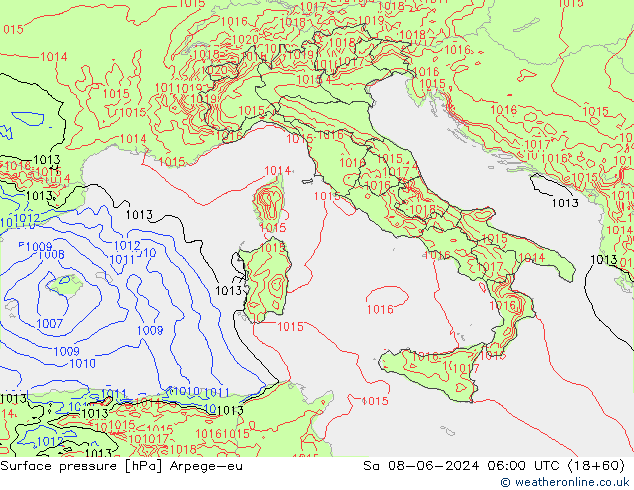 Surface pressure Arpege-eu Sa 08.06.2024 06 UTC