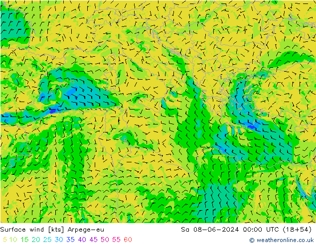 Surface wind Arpege-eu Sa 08.06.2024 00 UTC