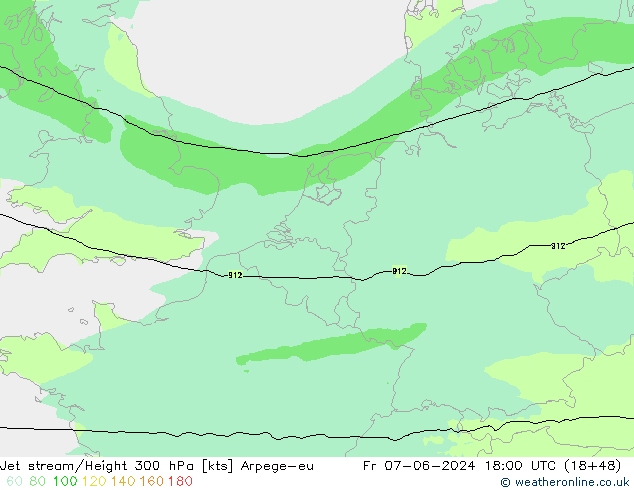 Jet stream/Height 300 hPa Arpege-eu Fr 07.06.2024 18 UTC