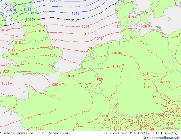 Bodendruck Arpege-eu Fr 07.06.2024 06 UTC