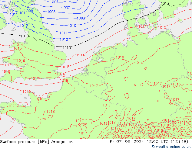 Bodendruck Arpege-eu Fr 07.06.2024 18 UTC