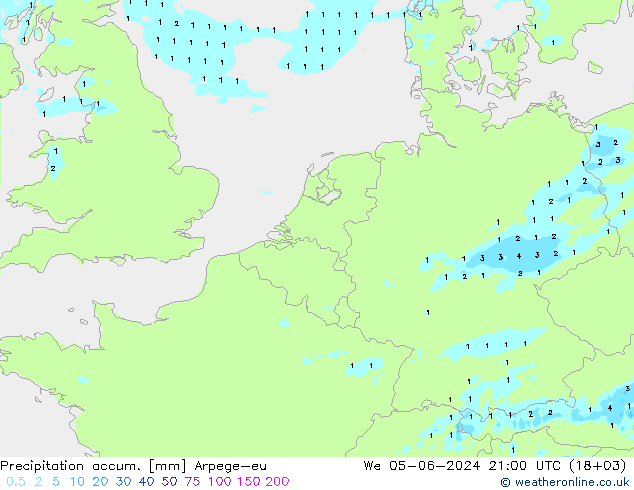 Precipitation accum. Arpege-eu We 05.06.2024 21 UTC