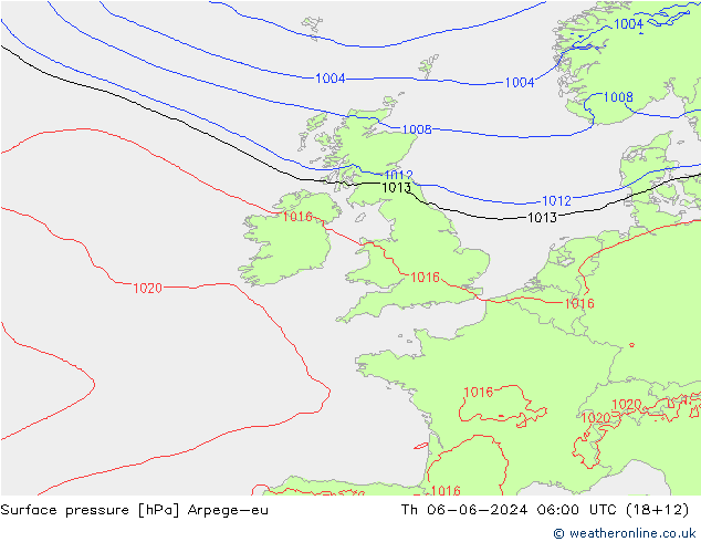 pressão do solo Arpege-eu Qui 06.06.2024 06 UTC