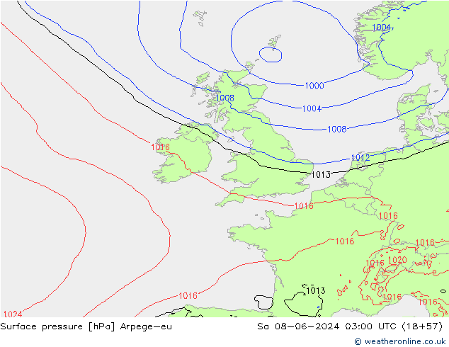 Luchtdruk (Grond) Arpege-eu za 08.06.2024 03 UTC