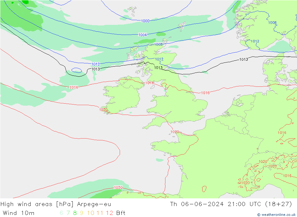 High wind areas Arpege-eu jeu 06.06.2024 21 UTC