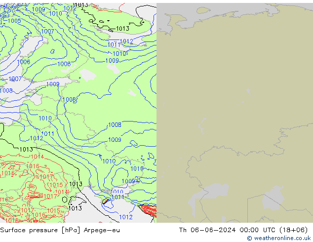 Pressione al suolo Arpege-eu gio 06.06.2024 00 UTC