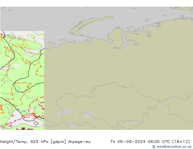 Height/Temp. 925 hPa Arpege-eu Qui 06.06.2024 06 UTC