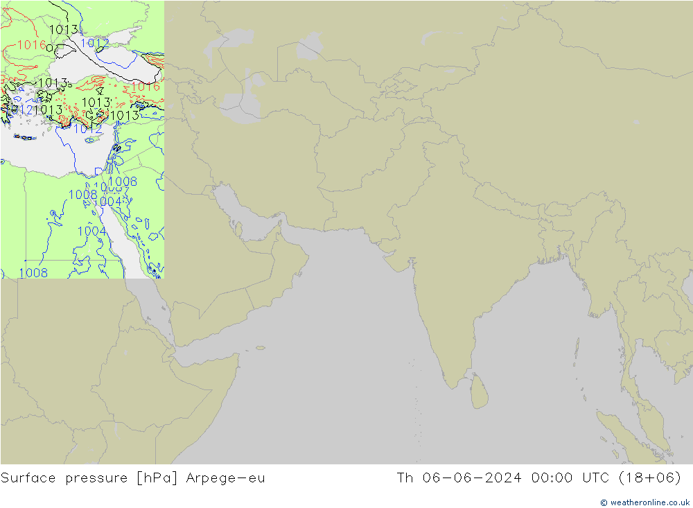 Surface pressure Arpege-eu Th 06.06.2024 00 UTC