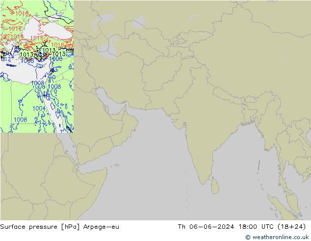地面气压 Arpege-eu 星期四 06.06.2024 18 UTC