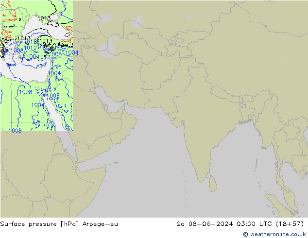 Atmosférický tlak Arpege-eu So 08.06.2024 03 UTC