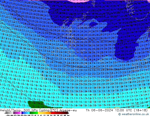 Yükseklik/Sıc. 500 hPa Arpege-eu Per 06.06.2024 12 UTC