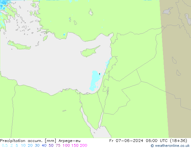 Precipitation accum. Arpege-eu ven 07.06.2024 06 UTC