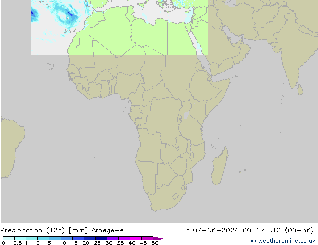 Yağış (12h) Arpege-eu Cu 07.06.2024 12 UTC