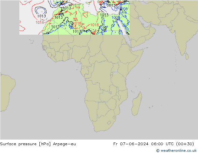 Yer basıncı Arpege-eu Cu 07.06.2024 06 UTC