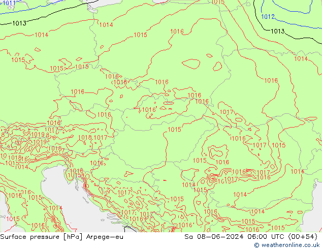 Surface pressure Arpege-eu Sa 08.06.2024 06 UTC