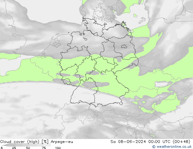 Bulutlar (yüksek) Arpege-eu Cts 08.06.2024 00 UTC