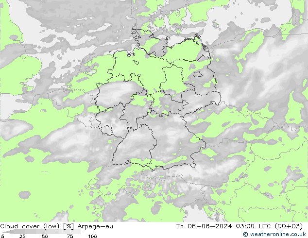 zachmurzenie (niskie) Arpege-eu czw. 06.06.2024 03 UTC