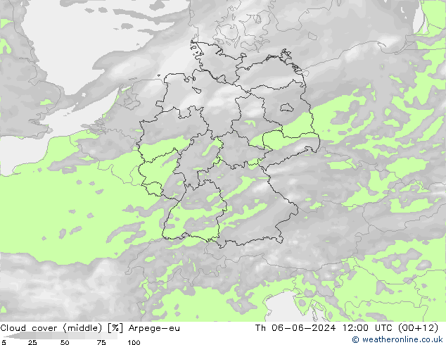 Wolken (mittel) Arpege-eu Do 06.06.2024 12 UTC
