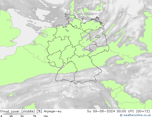 Nubes medias Arpege-eu dom 09.06.2024 00 UTC