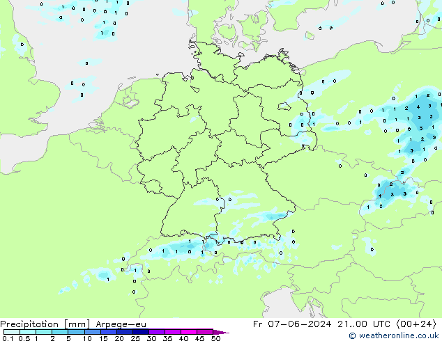 Neerslag Arpege-eu vr 07.06.2024 00 UTC