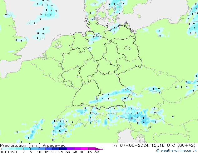 Neerslag Arpege-eu vr 07.06.2024 18 UTC