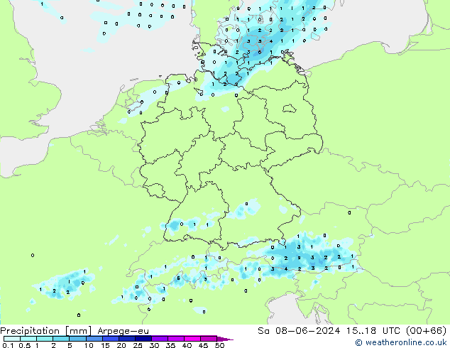 Precipitation Arpege-eu Sa 08.06.2024 18 UTC