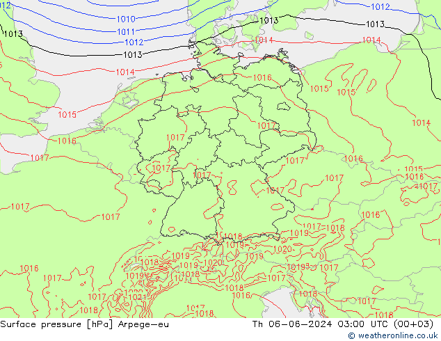 Surface pressure Arpege-eu Th 06.06.2024 03 UTC