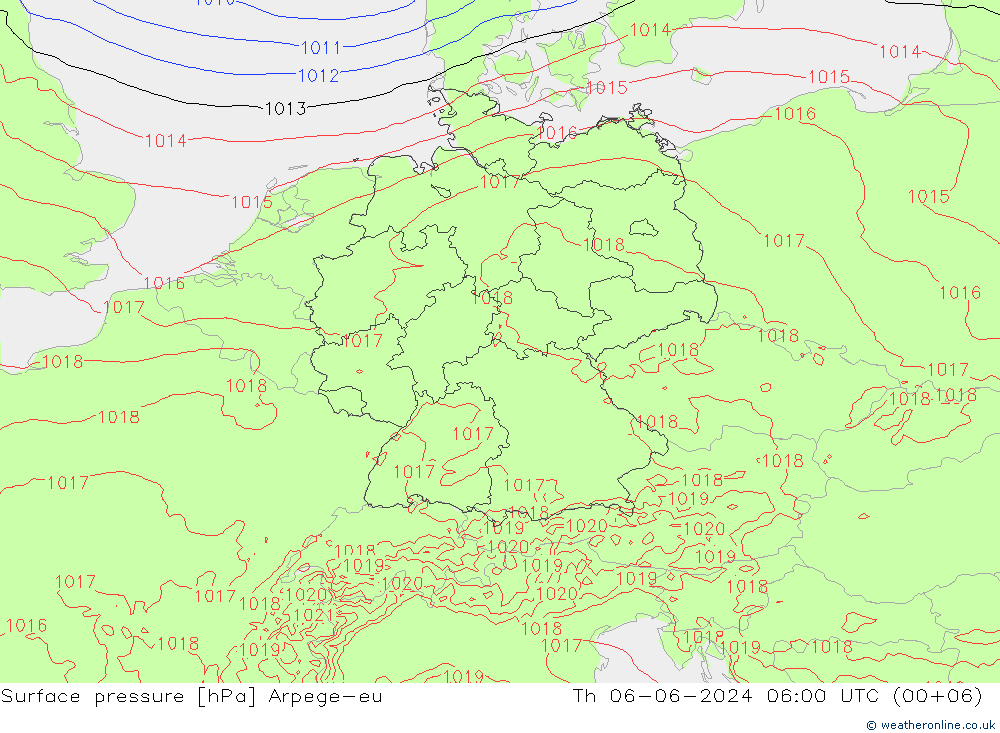 Bodendruck Arpege-eu Do 06.06.2024 06 UTC