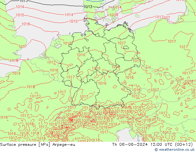 Surface pressure Arpege-eu Th 06.06.2024 12 UTC