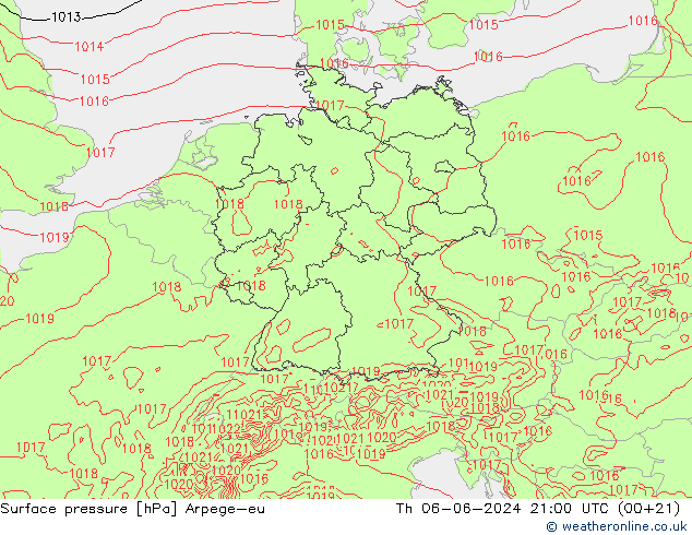 Yer basıncı Arpege-eu Per 06.06.2024 21 UTC