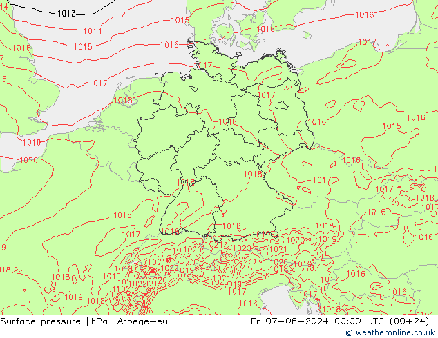 Surface pressure Arpege-eu Fr 07.06.2024 00 UTC