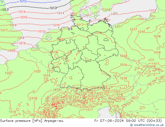 Yer basıncı Arpege-eu Cu 07.06.2024 09 UTC