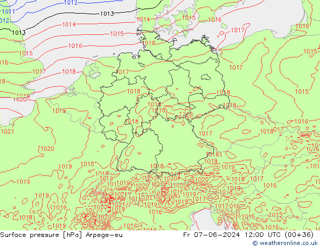 Yer basıncı Arpege-eu Cu 07.06.2024 12 UTC