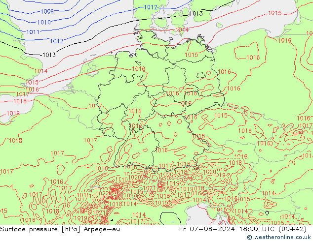 Surface pressure Arpege-eu Fr 07.06.2024 18 UTC