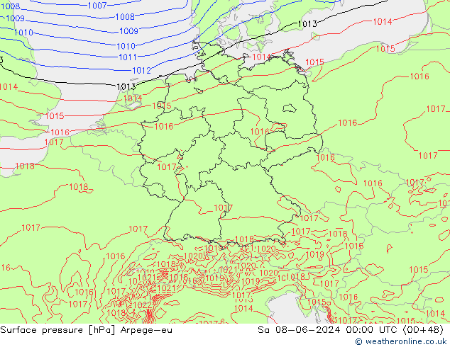 Atmosférický tlak Arpege-eu So 08.06.2024 00 UTC